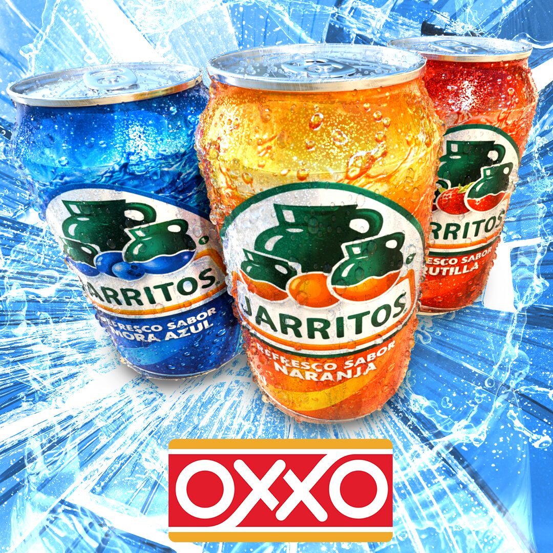 Impactful social media asset for retailer OXXO with JARRITOS brand soda.